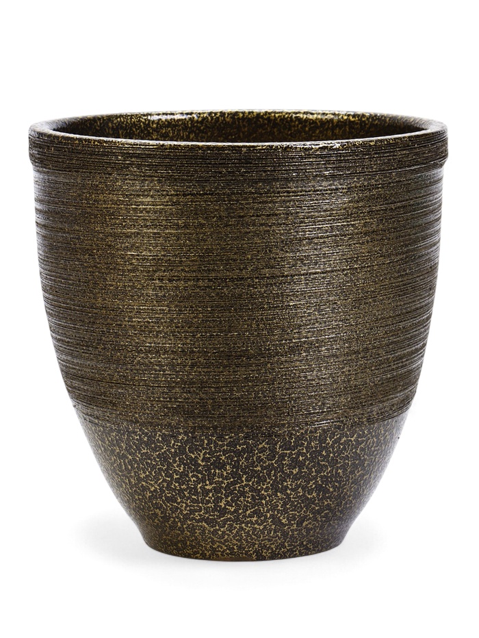 УЦЕНКА Горшок для цветов «Тёмное золото», керамический, 2.4 л, коричневый - Фото 1
