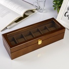 УЦЕНКА Шкатулка для часов 6 отделений «Стиль», дерево, коричневая, 12.7×8×33 см 10913537