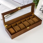 УЦЕНКА Шкатулка для часов 6 отделений «Стиль», дерево, коричневая, 12.7×8×33 см 10913537