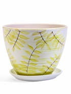 Горшок для цветов «Тропики», 8 л, d=28.5 см, h=22 см, керамика, с поддоном, белый - Фото 2