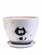 Горшок для цветов «Котофей», 8 л, d=29.5 см, h=23 см, керамика, с поддоном, белый - фото 50917614