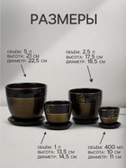 Горшок для цветов «Мираж», керамика, с поддоном, набор 4 шт.: 400 мл, 1 л, 2.5 л, 5 л. - фото 809107424