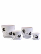 Горшок для цветов «Птички», керамика, с поддоном, набор 4 шт.: 400 мл, 1 л, 2.5 л, 5 л. - фото 809107432