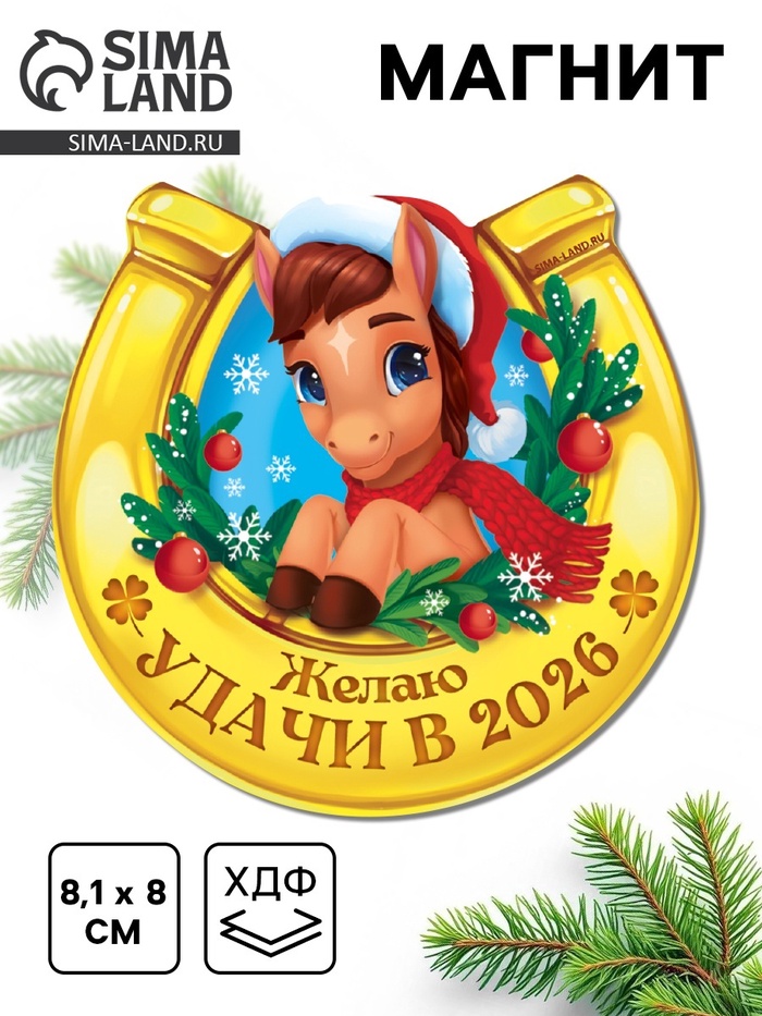 Магнит новогодний на холодильник «Удачи»