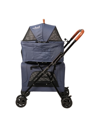 Коляска прогулочная Mr.Kranch для собак и кошек двойная (макс. нагрузка 10+10 кг), голубая