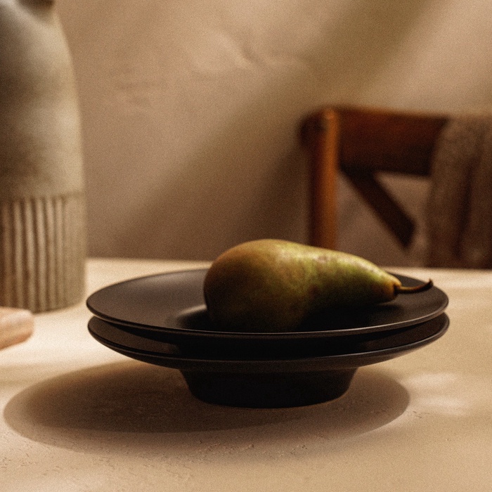 УЦЕНКА Набор тарелок для пасты 2 шт. «Дарк» 21×21×4.5 см, чёрная - фото 117477513