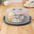 УЦЕНКА Крышка для СВЧ, с паровыпускным клапаном, 28х26,5х12см, "STONE" цвет темный камень - Фото 3