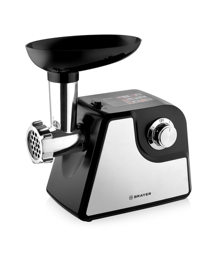 УЦЕНКА Мясорубка BRAYER 1607BR, электрическая, 1350 Вт, реверс, 2 диска, 4 насадки,2 кг/мин
