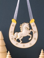 Подкова-оберег «Лошадь белая», панно на стену, 10.5×10.5×0.05 см, эмаль, стразы - Фото 2