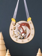 Подкова-оберег «Лошадь с белой гривой», панно на стену, 10.5×10.5×0.05 см, эмаль, стразы - Фото 2