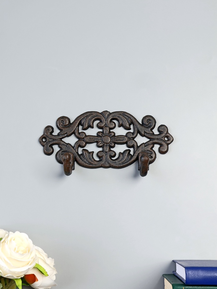Настенные крючки декоративные «Цветочный узор», ключница чугун, 19×5×9.5 см - Фото 1
