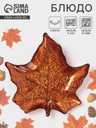 Блюдо сервировочное «КРАСКИ ОСЕНИ. КЛЁН» 17 см, стекло, цвет бронзовый - Фото 1