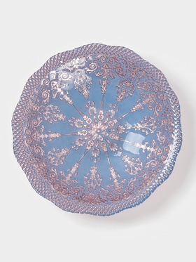 Блюдо сервировочное «ЭЛЕОНОРА БРОНЗА», 1.9 л, d=30 см, стекло, голубое, розовое