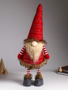 Интерьерная кукла текстильная «Гном в красных гетрах и кафтане», на пружине, 20×18×55 см - Фото 1