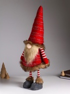 Интерьерная кукла текстильная «Гном в красных гетрах и кафтане», на пружине, 20×18×55 см - Фото 4