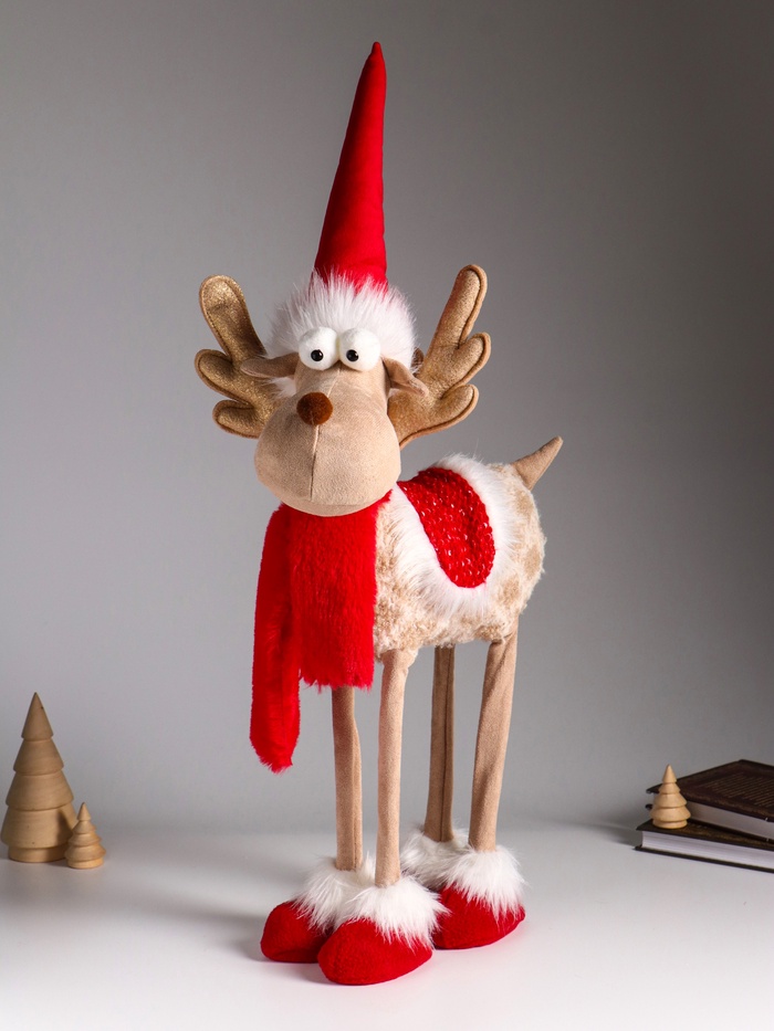 Интерьерная кукла текстильная «Золотой лосик в красном колпаке», 26×15×60 см - Фото 1