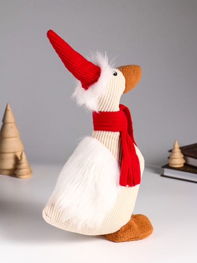 Интерьерная кукла текстильная «Гусь в красном колпаке и шарфе», 19×9.5×32 см