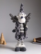 Интерьерная кукла текстильная «Лосиха в сером наряде, с лыжами», 14×12×45 см - Фото 1