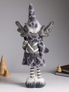 Интерьерная кукла текстильная «Лосиха в сером наряде, с лыжами», 14×12×45 см - Фото 3