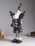 Интерьерная кукла текстильная «Лосиха в сером наряде, с лыжами», 14×12×45 см - Фото 4