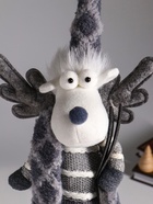 Интерьерная кукла текстильная «Лосиха в сером наряде, с лыжами», 14×12×45 см - Фото 5