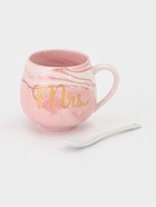Парные кружки «MR и MS», набор 2 шт., 300 мл, с ложкой, керамика, серый, розовый - Фото 3