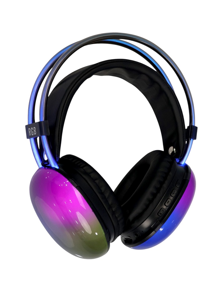 УЦЕНКА Наушники полноразмерные Mybit W-33, RGB подсветка, BT5.3, 800 мАч, Type-C, чёрные - Фото 1