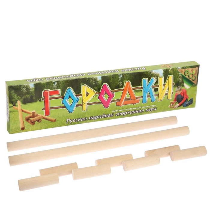 УЦЕНКА Игра «Городки», биты 2 шт. 49×2.5 см, городки 10 шт. 9×2.5 см - Фото 1