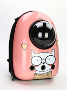 УЦЕНКА Рюкзак для переноски кошек «Кот учёный», с окном для обзора, 32×25×42 см, розовый - Фото 6