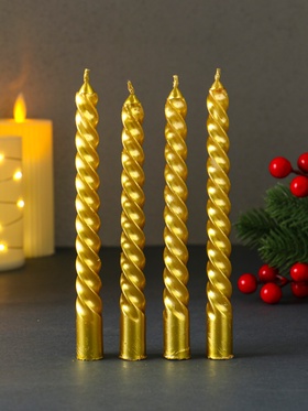 Свечи витые «Счастья в новом году. Золотой конь», 4 шт., 6.8×16×2 см 10871847