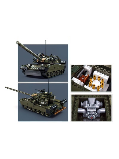 Конструктор Sluban «Модельки. Боевой танк», 2 варианта сборки, 798 деталей, с фигурками