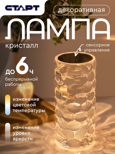 Светильник с сенсорным диммированием Crystal Water Drop 2LED, 19×9×9 см