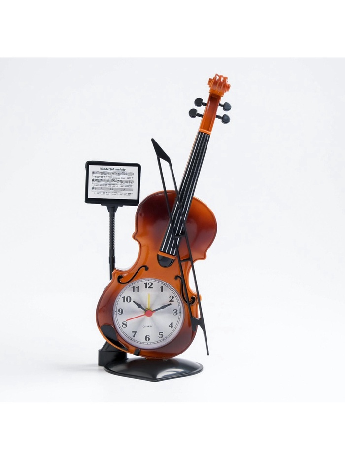 УЦЕНКА Часы настольные будильник «Скрипка с пюпитром», циферблат d=6.5 см, 17×10 см - Фото 1