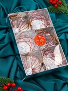 Ёлочные шары новогодние «Лирой», набор 6 шт., d=8 см, красно-белый - Фото 6