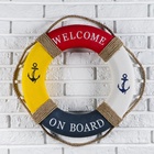 УЦЕНКА Декор настенный, панно спасательный круг с бечевкой Welcome on board, якори, 7×50×50 см, разноцветный - Фото 3