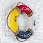 УЦЕНКА Декор настенный, панно спасательный круг с бечевкой Welcome on board, якори, 7×50×50 см, разноцветный - Фото 4