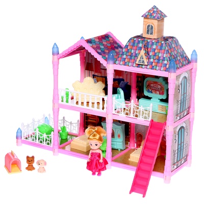 УЦЕНКА Дом для кукол «Сказочная жизнь на вилле» с куклой, питомцами и аксессуарами, световые эффекты