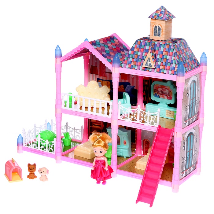 УЦЕНКА Дом для кукол «Сказочная жизнь на вилле» с куклой, питомцами и аксессуарами, световые эффекты - Фото 1