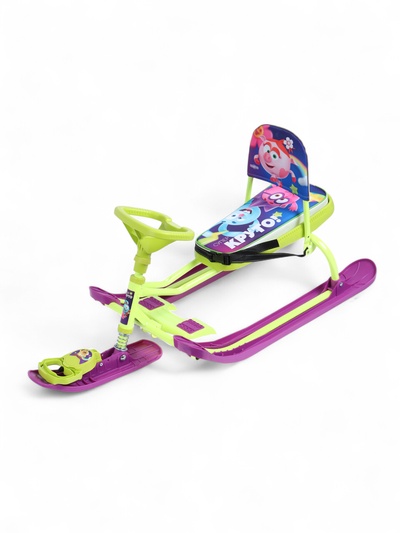 Снегокат «Тимка спорт 4-1» Смешарики, со спинкой, зелёный, фиолетовый, ТС4-1/СШ1 Nika