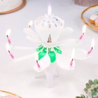 УЦЕНКА Свеча для торта музыкальная «Тюльпан», крутящаяся, белая, 14.5×6 см - Фото 3