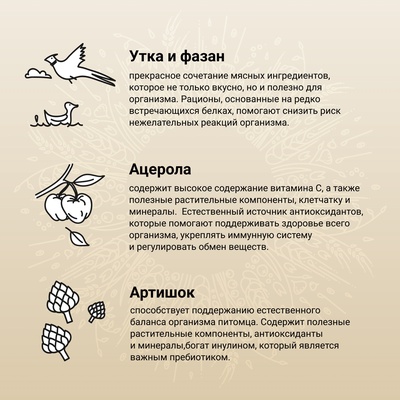 Сухой корм CRAFTIA NATURA для взрослых собак миниатюрных и мелких пород из утки с фазаном 7 кг 109