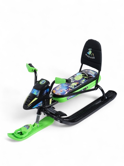 Снегокат Snowpatrol с пришельцами, со спинкой, чёрный, зелёный, СНД2/П2 Nika