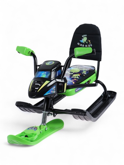 Снегокат Snowpatrol с пришельцами, со спинкой, чёрный, зелёный, СНД2/П2 Nika