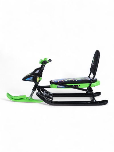 Снегокат Snowpatrol с пришельцами, со спинкой, чёрный, зелёный, СНД2/П2 Nika