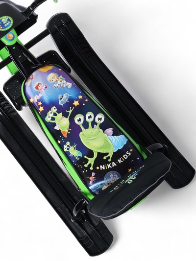 Снегокат Snowpatrol с пришельцами, со спинкой, чёрный, зелёный, СНД2/П2 Nika