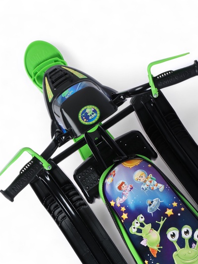 Снегокат Snowpatrol с пришельцами, со спинкой, чёрный, зелёный, СНД2/П2 Nika