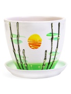 Горшок для цветов «Азия», 1 л, d=15 см, h=13 см, с поддоном, керамика, белый - Фото 1