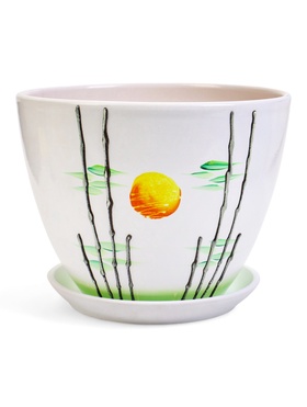 Горшок для цветов «Азия », 8 л, d=29.5 см, h=23 см, с поддоном, керамика, белый