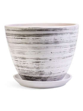 Горшок для цветов «День », 8 л, d=30 см, h=23 см, с поддоном, керамика, белый