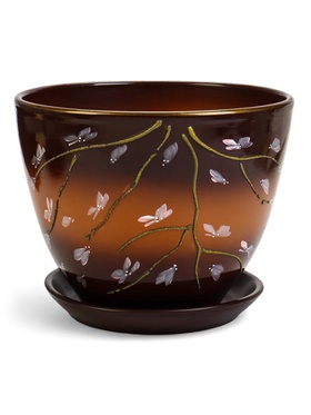 Горшок для цветов «Миндаль », 8 л, d=30 см, h=23 см, с поддоном, керамика, коричневый